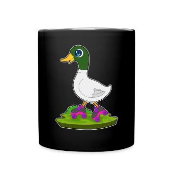 Ente Rollschuhfahren Rollschuhe - Tasse einfarbig - Schwarz - Vorne