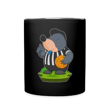 Maulwurf Schiedsrichter Basketball - Tasse einfarbig - Schwarz - Vorne