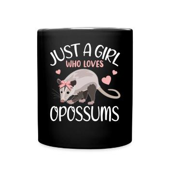 Opossum Herzchen Mädchen Geschenkidee - Tasse einfarbig - Schwarz - Vorne
