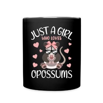 Girl Opossum Love Heart Motif - Full Colour Mug - black - Front