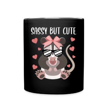 Opossum Love Girls Cute Design - Full Colour Mug - black - Front