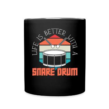 Snare Drum Musical Instrument Musician Drummer - Full Colour Mug - black - Front