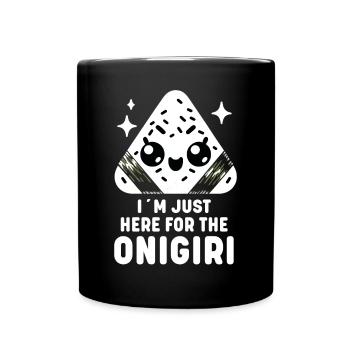 Entzückende Kawaii Onigiri Japanische Reisbällchen - Tasse einfarbig - Schwarz - Vorne