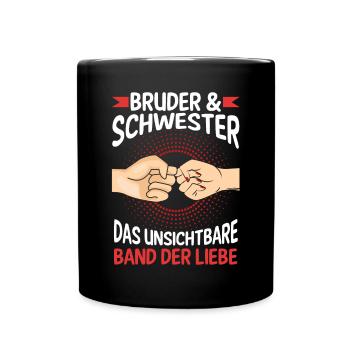 Geschwister Bruder und Schwester - Tasse einfarbig - Schwarz - Vorne