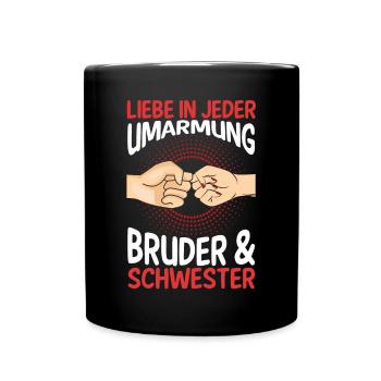 Geschwister Bruder und Schwester - Tasse einfarbig - Schwarz - Vorne