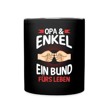 Großvater Opa und Enkel - Tasse einfarbig - Schwarz - Vorne