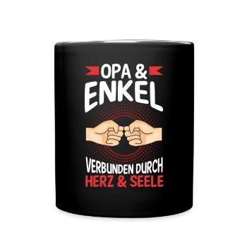 Großvater Opa und Enkel - Tasse einfarbig - Schwarz - Vorne