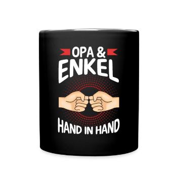 Großvater Opa und Enkel - Tasse einfarbig - Schwarz - Vorne