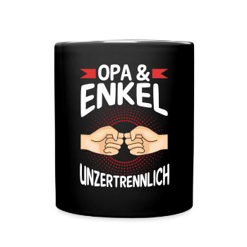 Großvater Opa und Enkel - Tasse einfarbig - Schwarz - Vorne