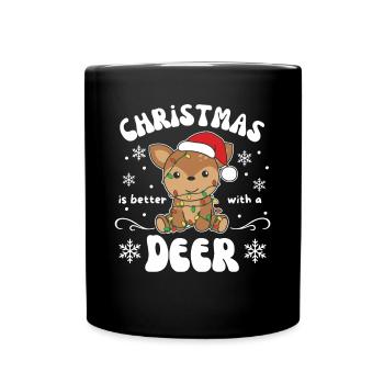 Noël, c’est mieux avec un chevreuil - Mug uni - noir - Devant