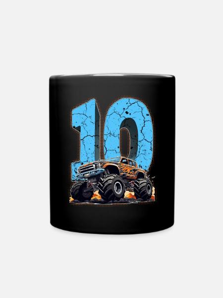Monster Truck 10. Geburtstag Geschenk 10 Jahre - Tasse einfarbig - Schwarz