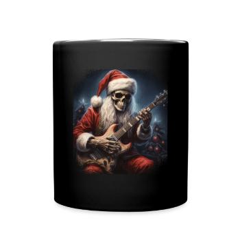 Père Noël squelette Père Noël jouant de la guitare électrique - Mug uni - noir - Devant