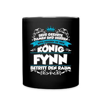 Fynn Name Design - Tasse einfarbig - Schwarz - Vorne