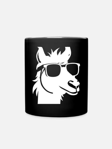 Funny Llama Wearing Sunglasses Cool Llamas - Full Colour Mug - black