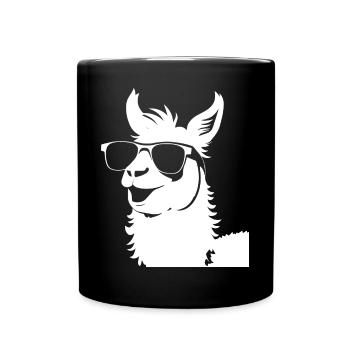 Lama drôle portant des lunettes de soleil Lamas cool - Mug uni - noir - Devant