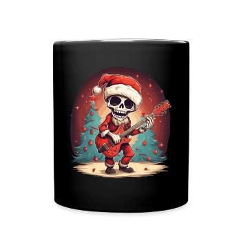 drôle père noël squelette père noël guitare électrique - Mug uni - noir - Devant