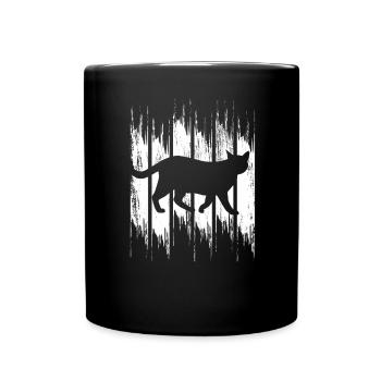 Lustige Katze - Tasse einfarbig - Schwarz - Vorne