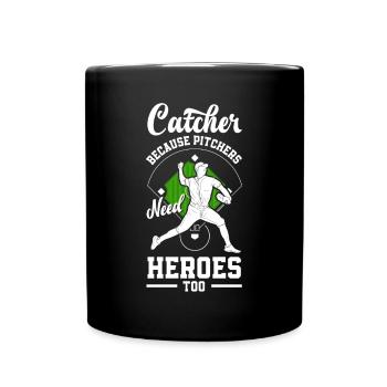 Lustiger Baseball - Tasse einfarbig - Schwarz - Vorne