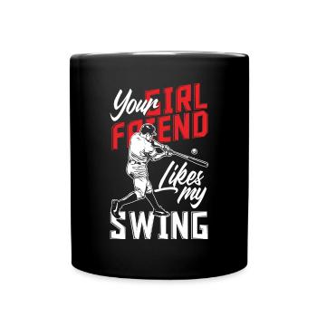 Lustiger Baseball - Tasse einfarbig - Schwarz - Vorne