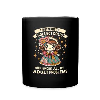 Doll Lover Collectible Porcelain Antique - Full Colour Mug - black - Front