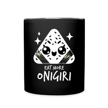 Niedliche Kawaii Onigiri Japanische Reisbällchen Grafik - Tasse einfarbig - Schwarz - Vorne