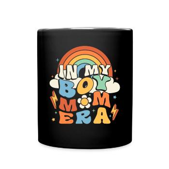 In My Boy Mom Era Groovy - Full Colour Mug - black - Front