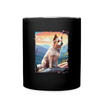 Hike with my four-legged dog - Full Colour Mug - black - Front