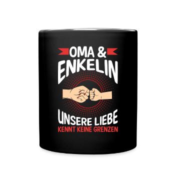 Oma Großmutter und Enkelin - Tasse einfarbig - Schwarz - Vorne