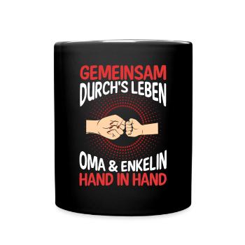 Oma Großmutter und Enkelin - Tasse einfarbig - Schwarz - Vorne