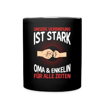 Oma Großmutter und Enkelin - Tasse einfarbig - Schwarz - Vorne