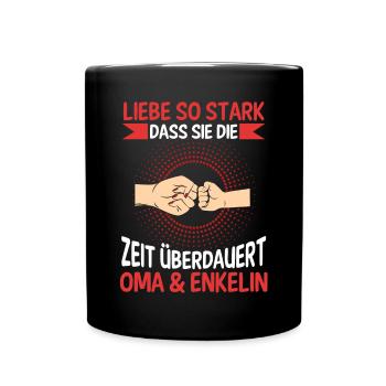 Oma Großmutter und Enkelin - Tasse einfarbig - Schwarz - Vorne