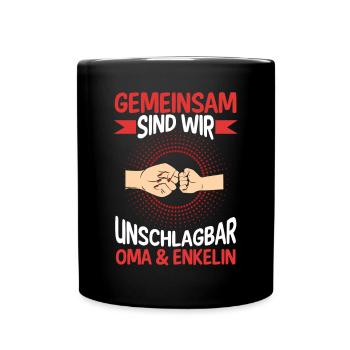 Oma Großmutter und Enkelin - Tasse einfarbig - Schwarz - Vorne