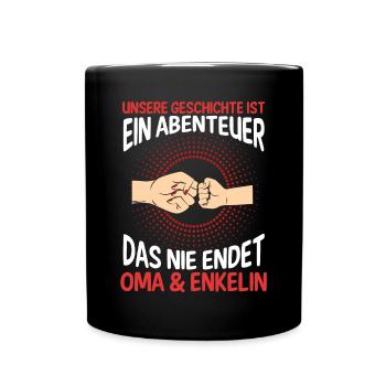 Oma Großmutter und Enkelin - Tasse einfarbig - Schwarz - Vorne