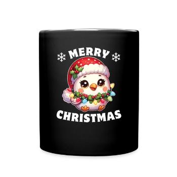 Père Noël chapeau Noël guirlandes lumineuses poulet - Mug uni - noir - Devant