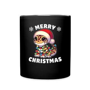 Noël guirlandes lumineuses léopard Gecko - Mug uni - noir - Devant