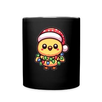 Père Noël chapeau Noël fée lumières poussin - Mug uni - noir - Devant