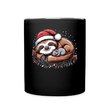 Père Noël chapeau Noël paresseux souris - Mug uni - noir - Devant