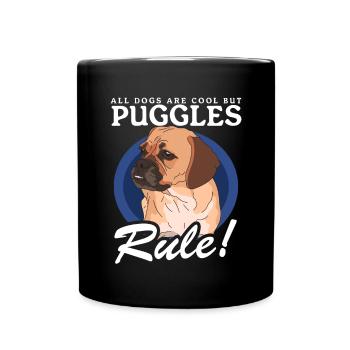 Puggle Hund Hundebesitzer Hundehalter Geschenk - Tasse einfarbig - Schwarz - Vorne