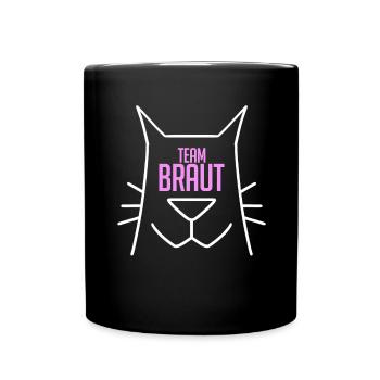 Team Bride Katze Motiv - Tasse einfarbig - Schwarz - Vorne