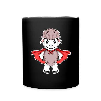 Schaf Superheld Held Motiv - Tasse einfarbig - Schwarz - Vorne