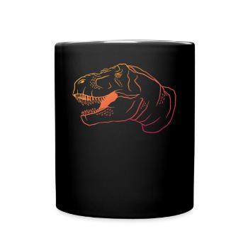 Retro T-Rex Dino Neon Outfit Gift - Full Colour Mug - black - Front