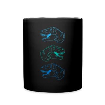 T-Rex Trio Neon Style Cool Gift Idea - Full Colour Mug - black - Front