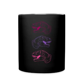 T-Rex Trio Neon Style Cool Gift Idea - Full Colour Mug - black - Front