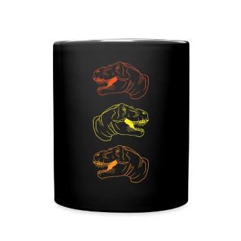 T-Rex Trio Neon Style Cool Gift Idea - Full Colour Mug - black - Front
