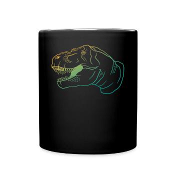 Retro T-Rex Dino Neon Outfit Gift - Full Colour Mug - black - Front