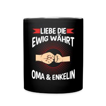 Oma Großmutter und Enkelin - Tasse einfarbig - Schwarz - Vorne