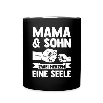 Mutter Muttertag Mama und Sohn - Tasse einfarbig - Schwarz - Vorne