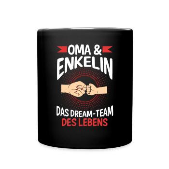 Oma Großmutter und Enkelin - Tasse einfarbig - Schwarz - Vorne