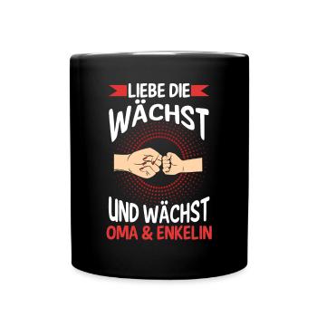 Oma Großmutter und Enkelin - Tasse einfarbig - Schwarz - Vorne