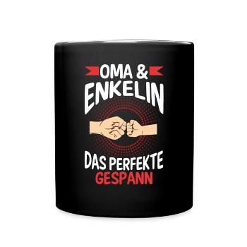 Oma Großmutter und Enkelin - Tasse einfarbig - Schwarz - Vorne